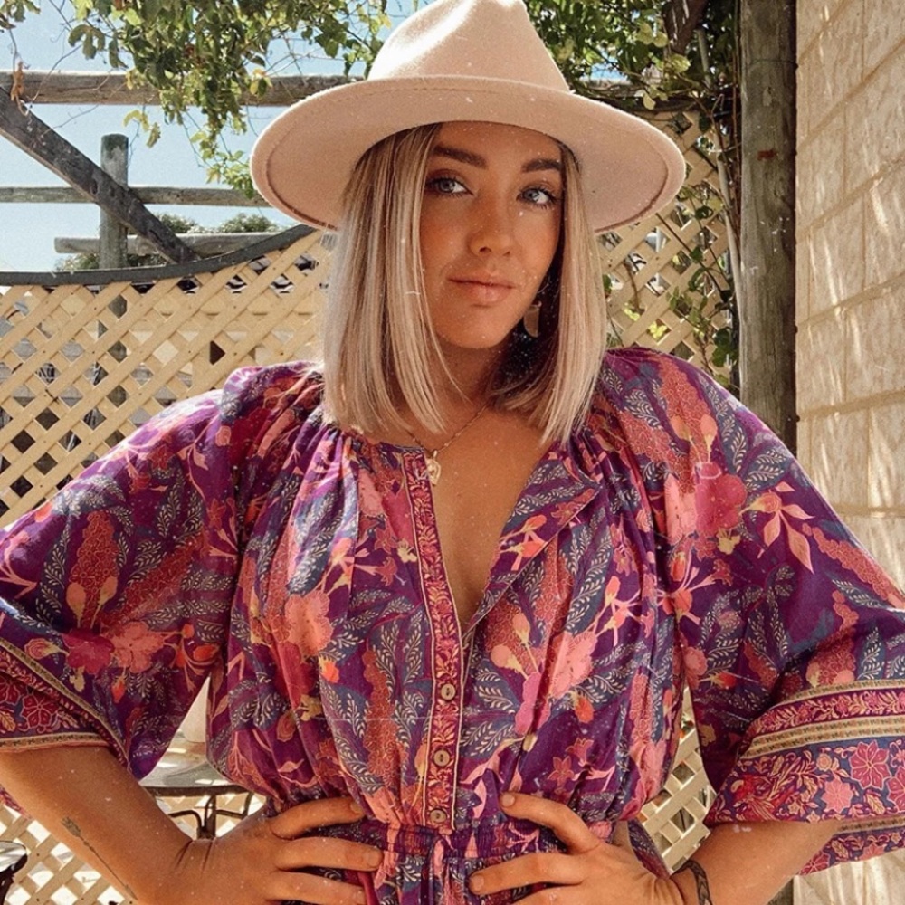 SOLD OUT Boho Purple Wisteria Long Sleeve Ruffled Dress - Picture 2 of 15